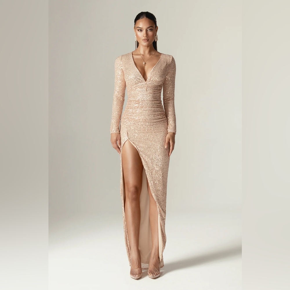 MONA SEQUINS MAXI DRESS (CHAMPAGNE GOLD)